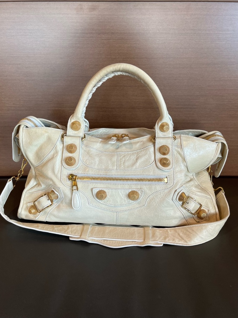 BALENCIAGA 2007 Giant 21 Gold Hardware Motocross S Large City Bag
